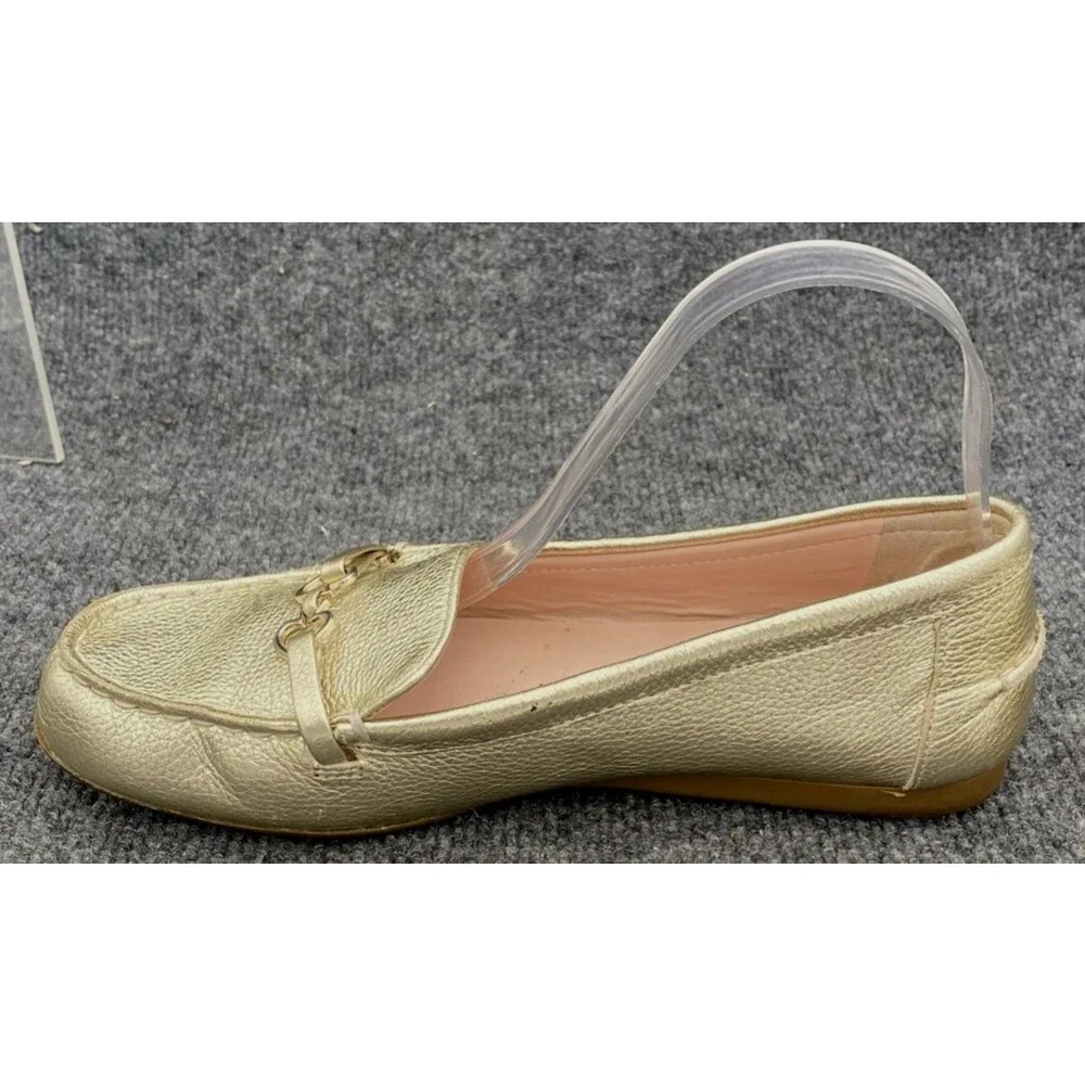Kate Spade Bergman Gold Metallic Leather Loafers Women’s Size 8.5 Slip On Flats